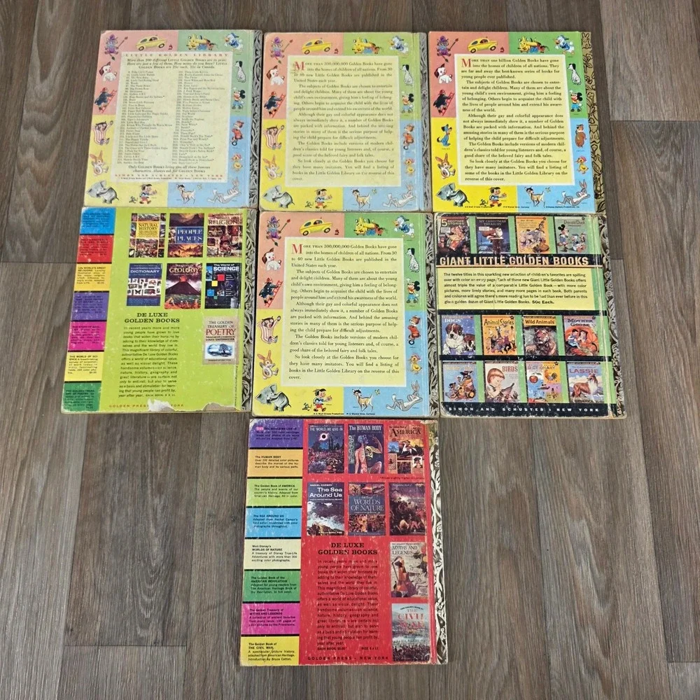 Vintage Walt Disney Little Golden Books Lot of 7 Peter Pan Snow White 50s 60s
